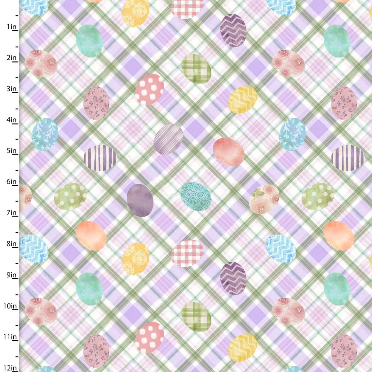 Bunny Kisses & Easter Wishes Easter Eggcgcelence Purple Cotton Fabric