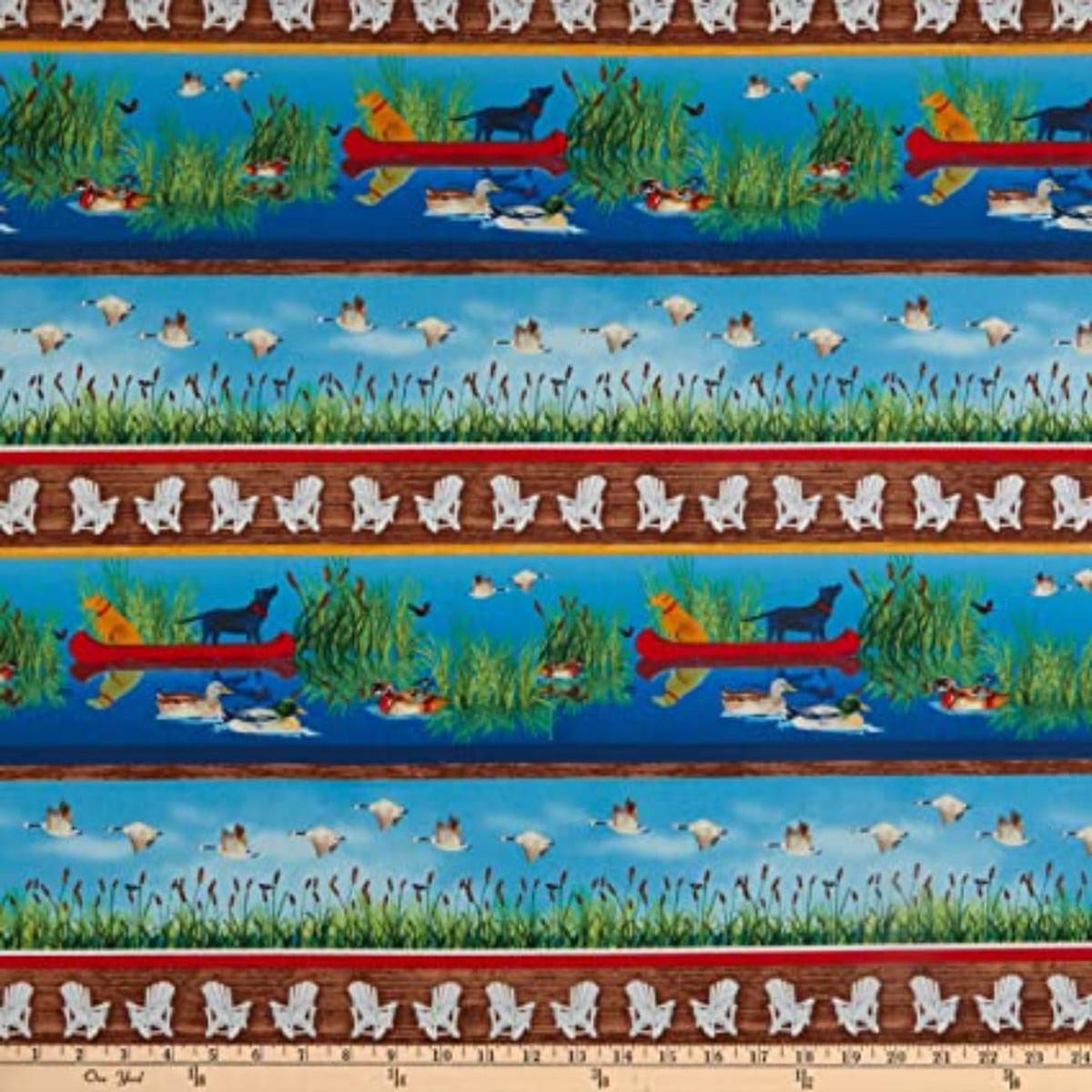 Dockside Novelty Lake Stripe Multi Cotton Fabric - 1 Yard