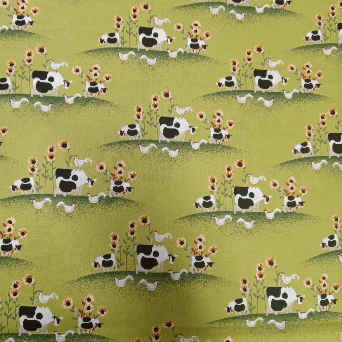 Farm Harvest Cows Cotton Fabric