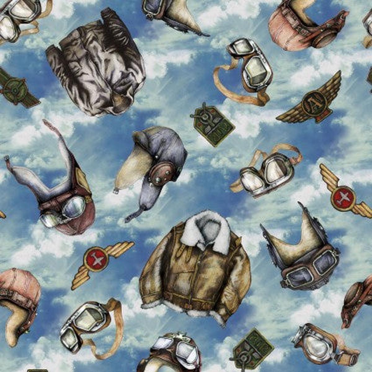First in Flight High Gear Cotton Fabric - 1 yard