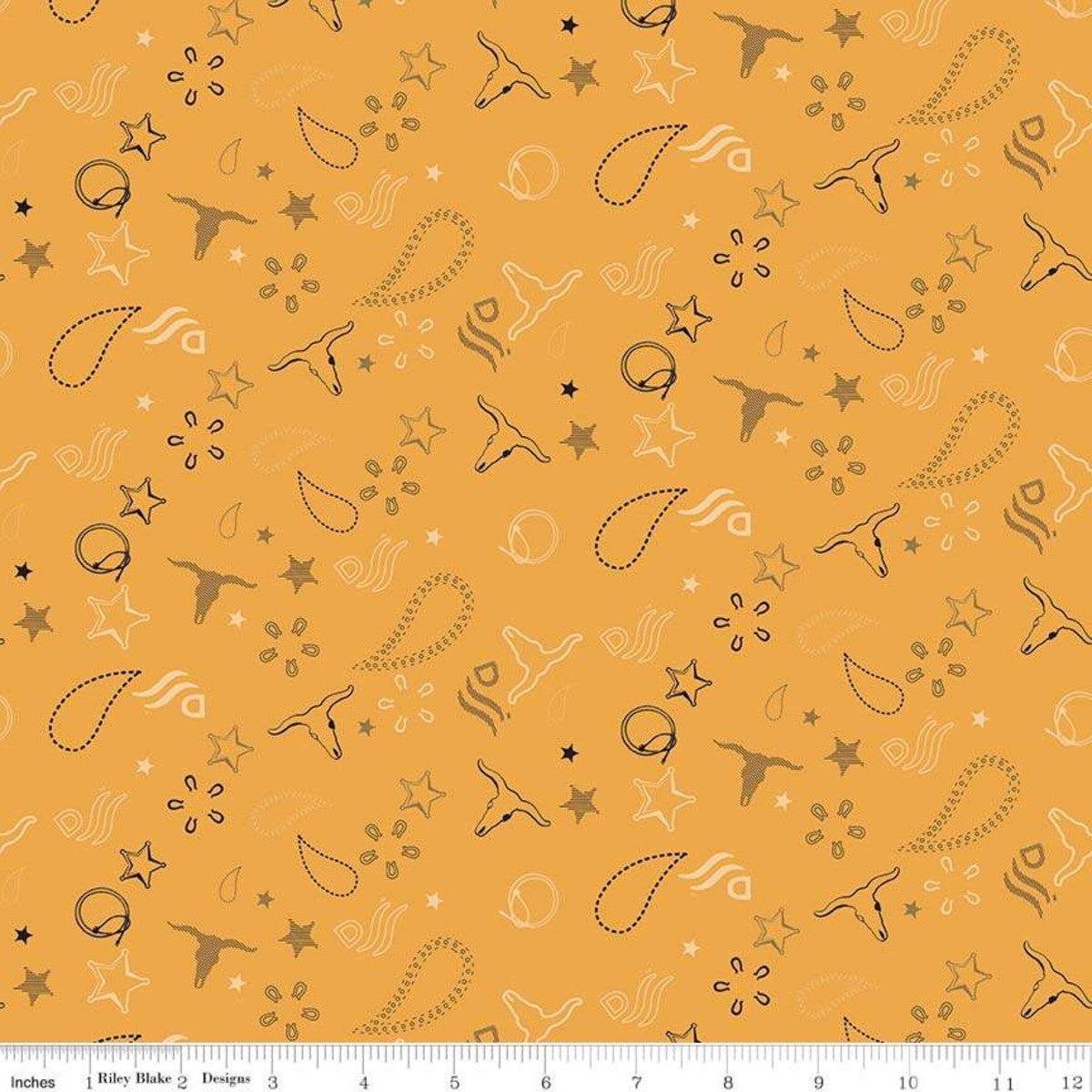 John Wayne Bandana Yellow Cotton Fabric