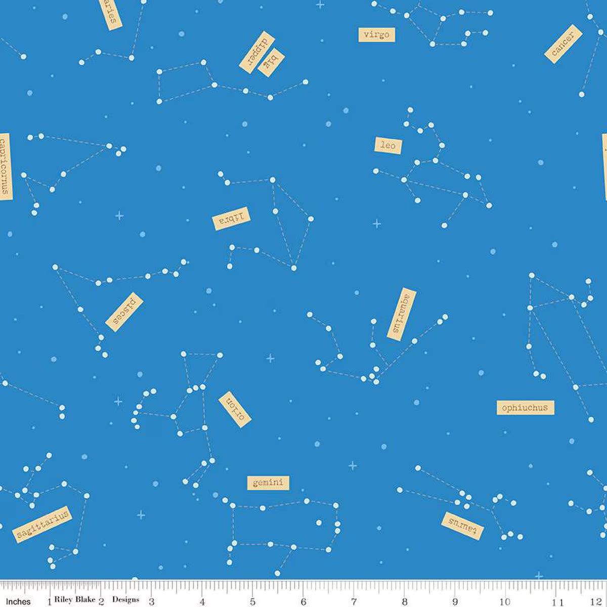 Outer Space by NASA Constellations Cobalt Cotton Fabric - 1 yard