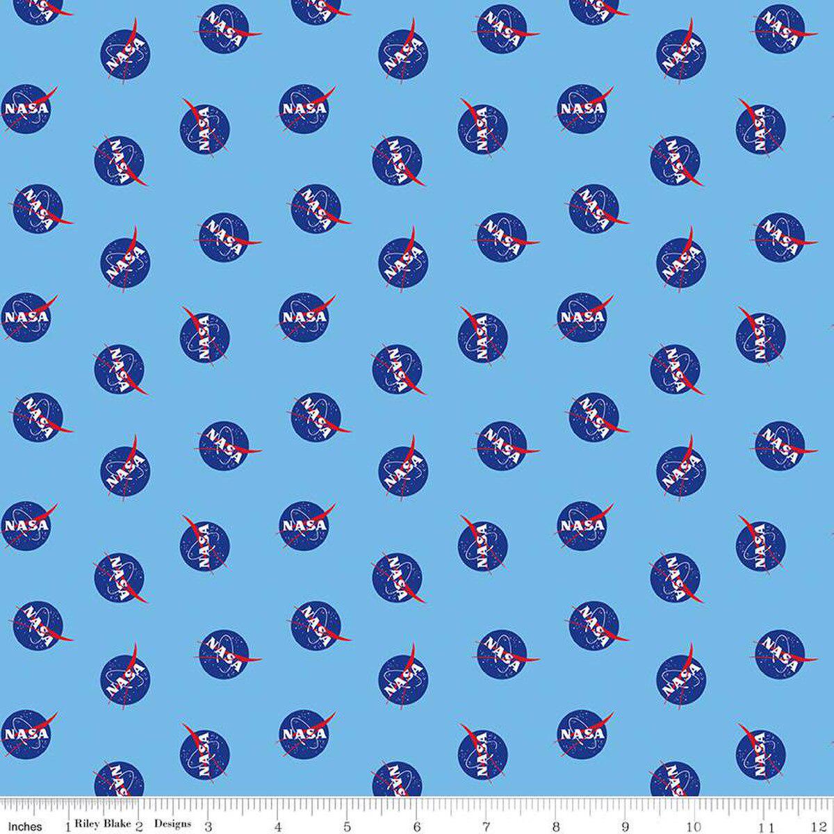 Outer Space by NASA Logo Toss Sky Cotton Fabric - 1 yard