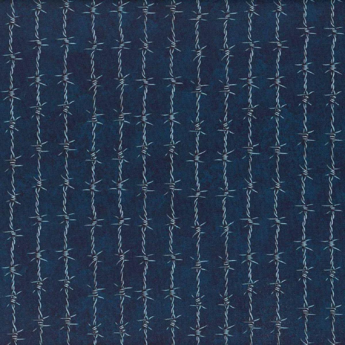 Running Wild Barbed Wire Navy Cotton Fabric - 1 Yard
