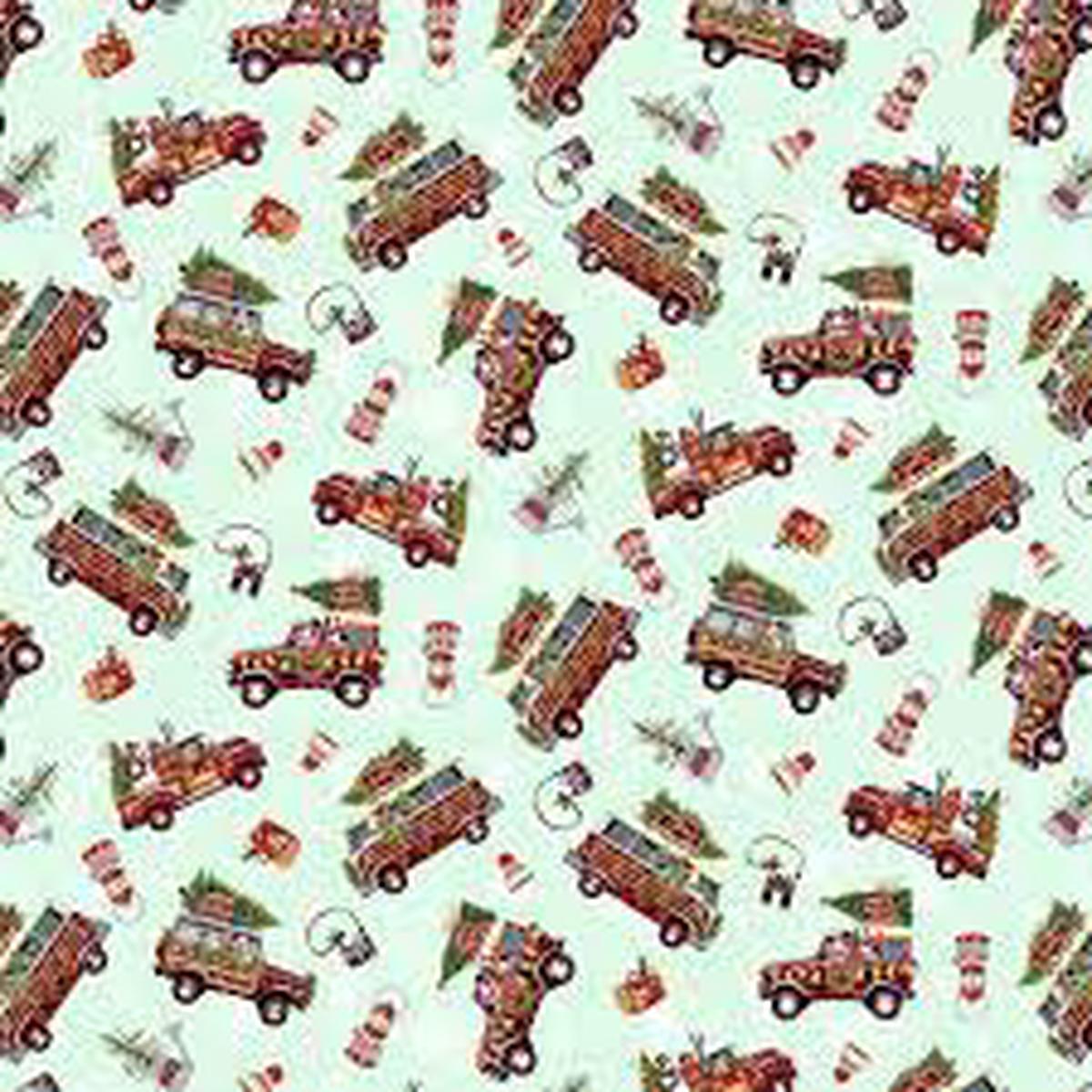 Snow Dog Express Cotton Fabric