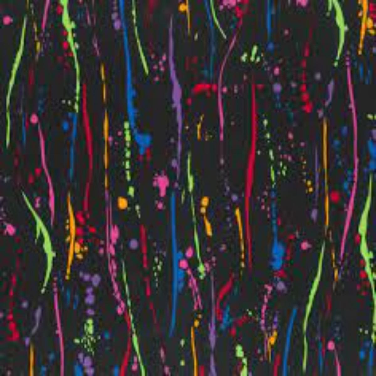 Colorful Paint Splat Lines Cotton Fabric