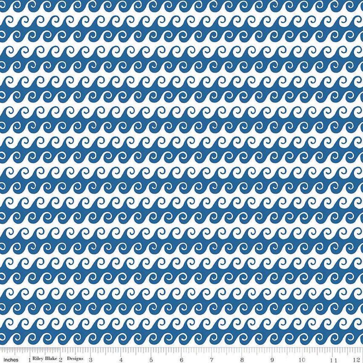 Free as the Ocean Waves Blue Cotton Fabric