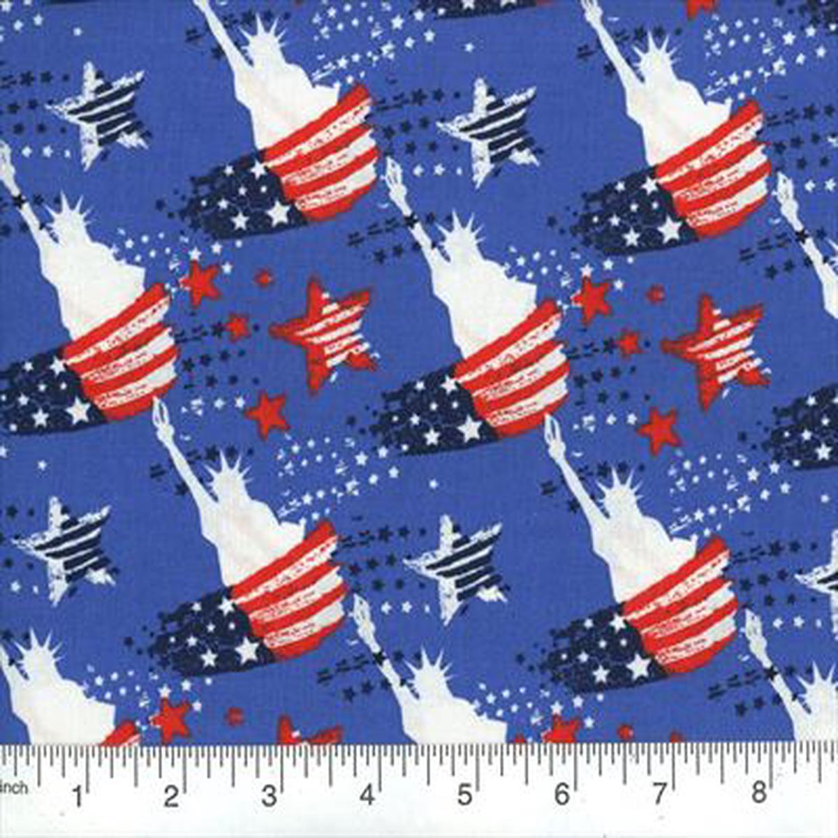 Patriotic Lady Liberty Cotton Fabric - 1 yard