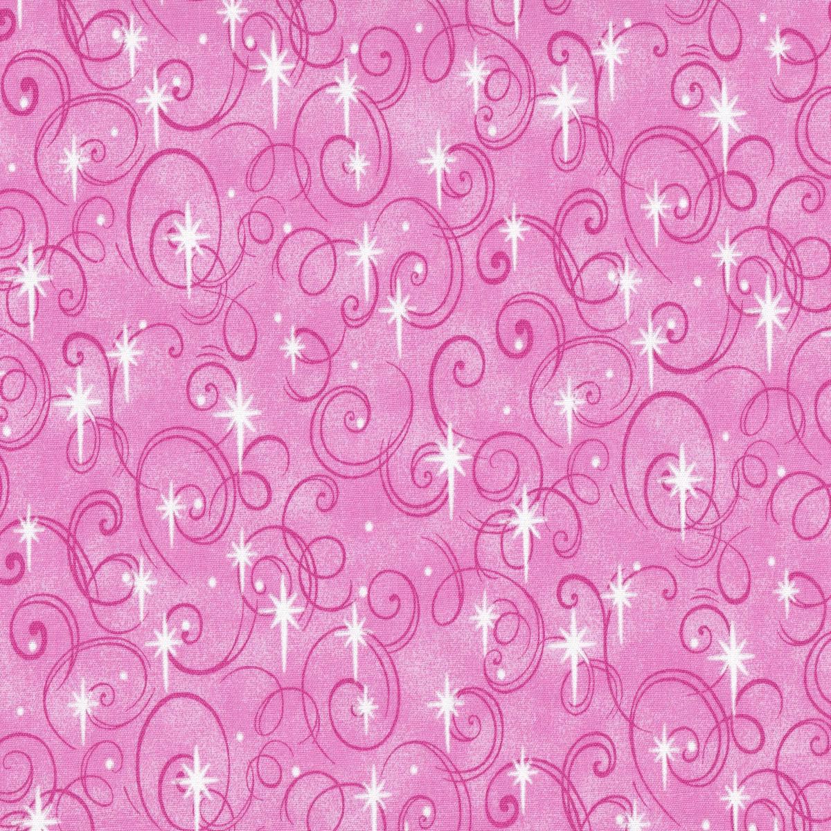 Pink Swirls & North Star Cotton Fabric