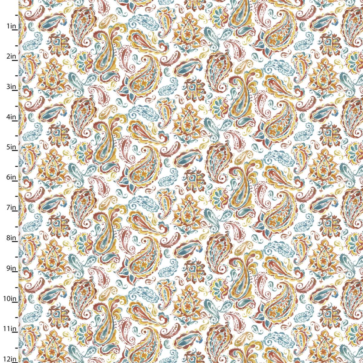 Pumpkin Please Picturesque Paisley Cotton Fabric - 1 yard