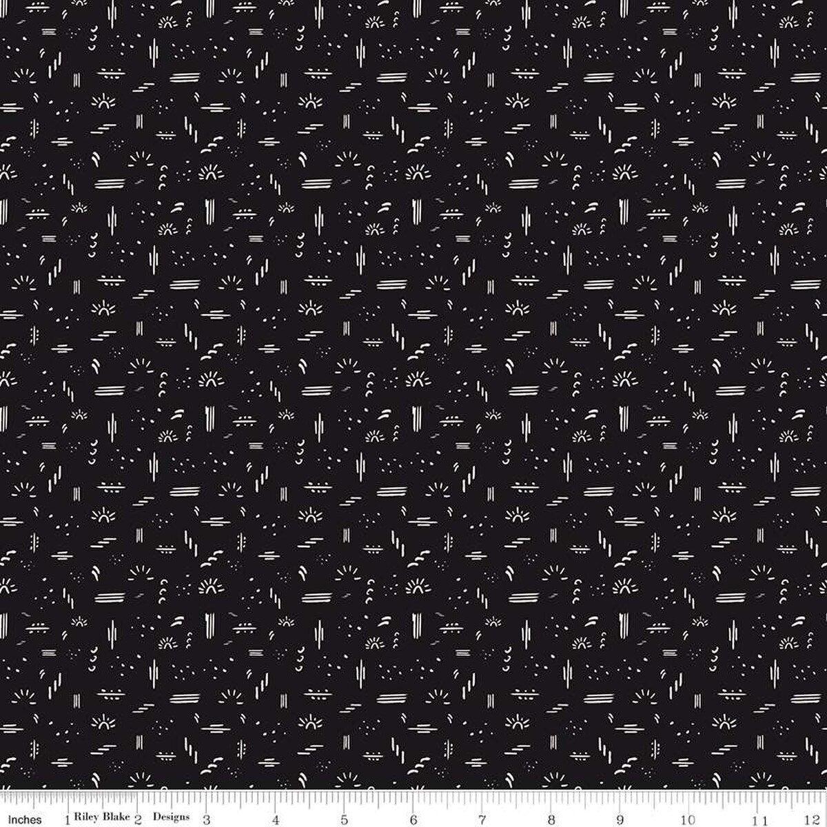 'Round the Mountain Dashed Midnight Cotton Fabric