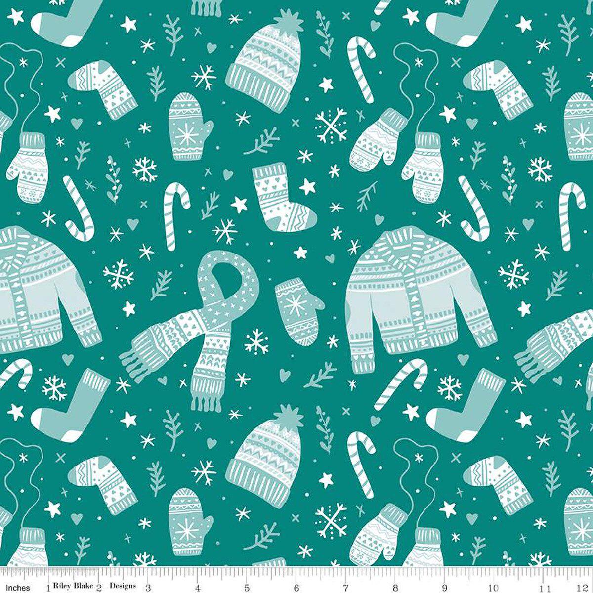 Ski Hill Main Teal Cotton Fabric - 1 Yard