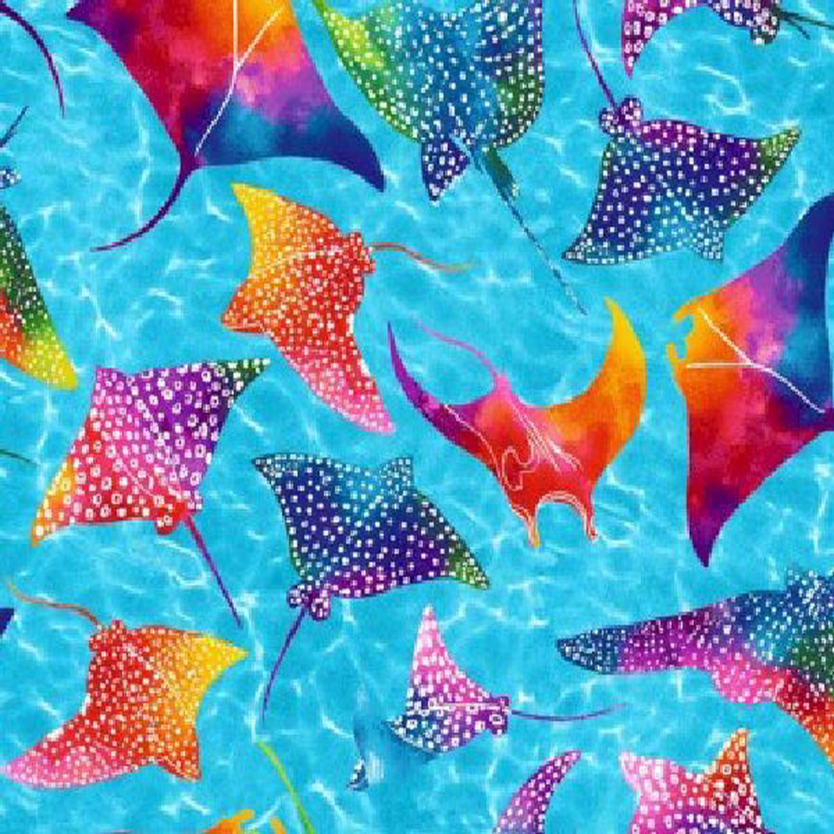 Sting Rays Cotton Fabric - 1 yard