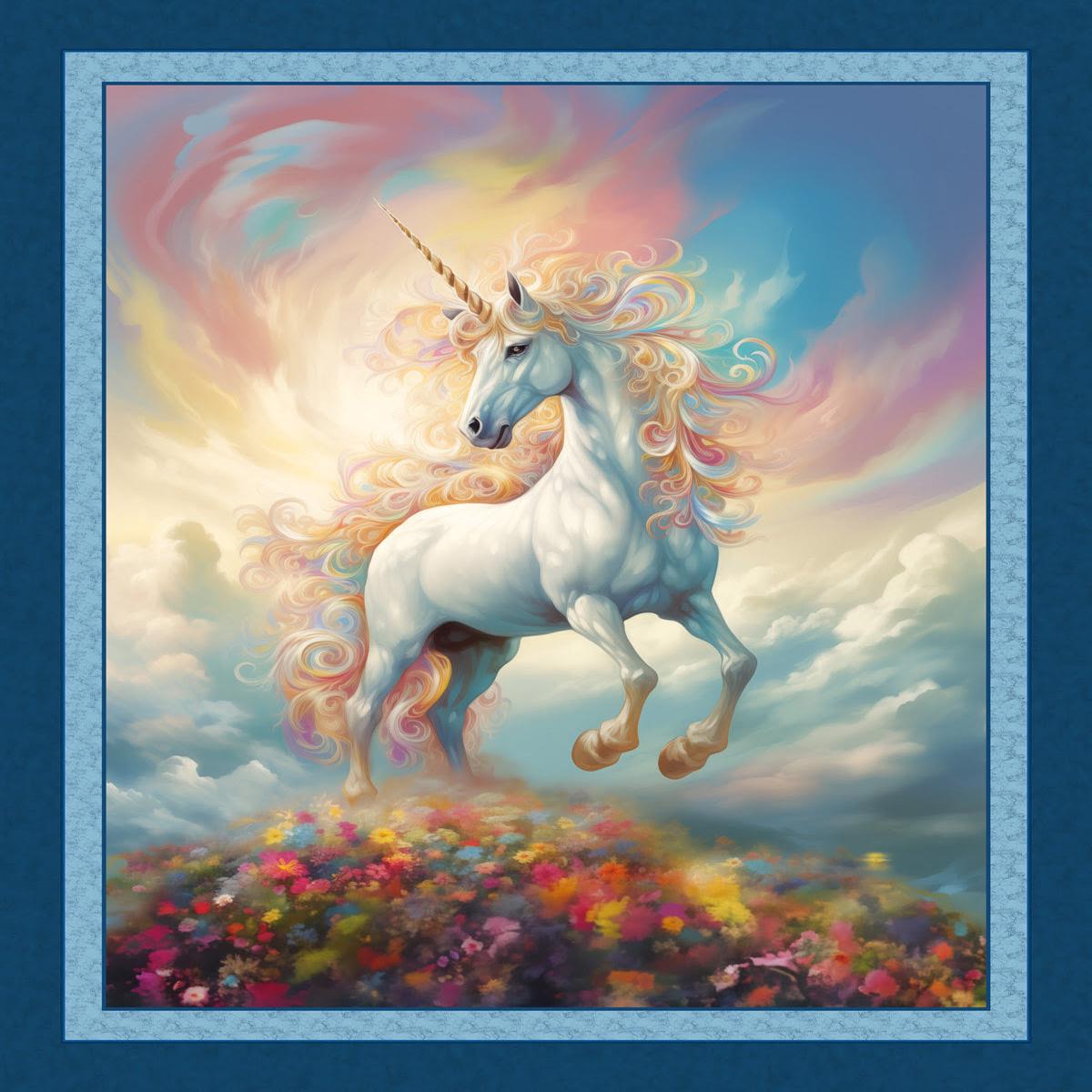 Unicorn Paradise Panel Cotton Fabric - 1 yard