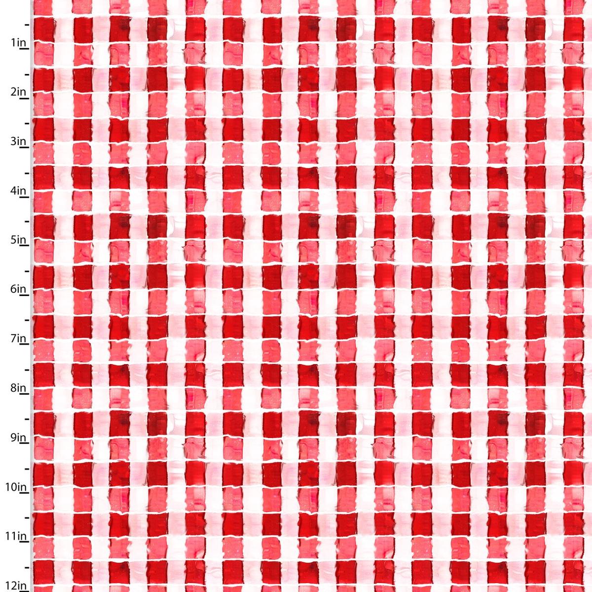 Welcome to the Funny Farm Gingham Red Cotton Fabric - 1 yard