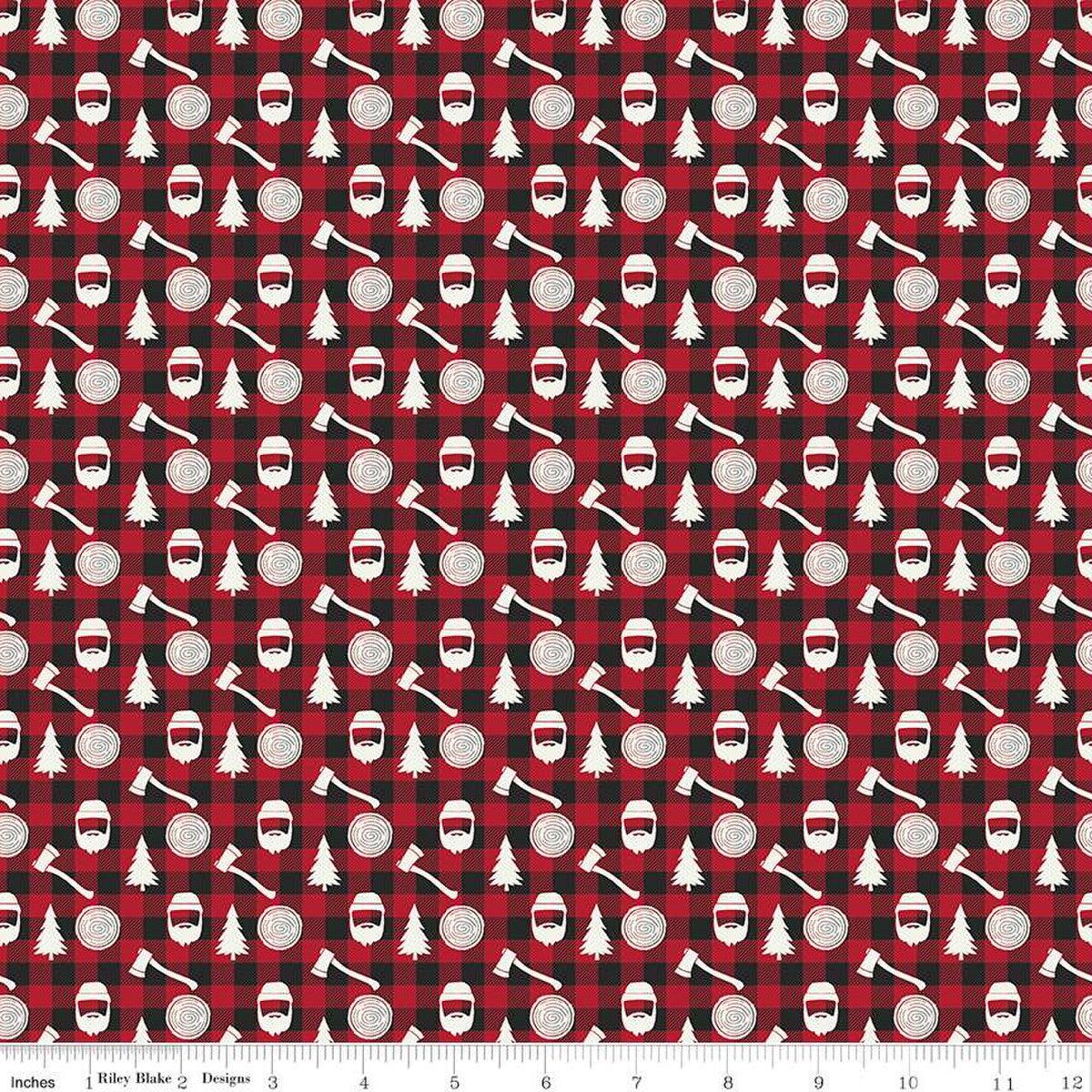 Woodsman Lumberjack Plaid Red/Black Cotton Fabric - 1 yard
