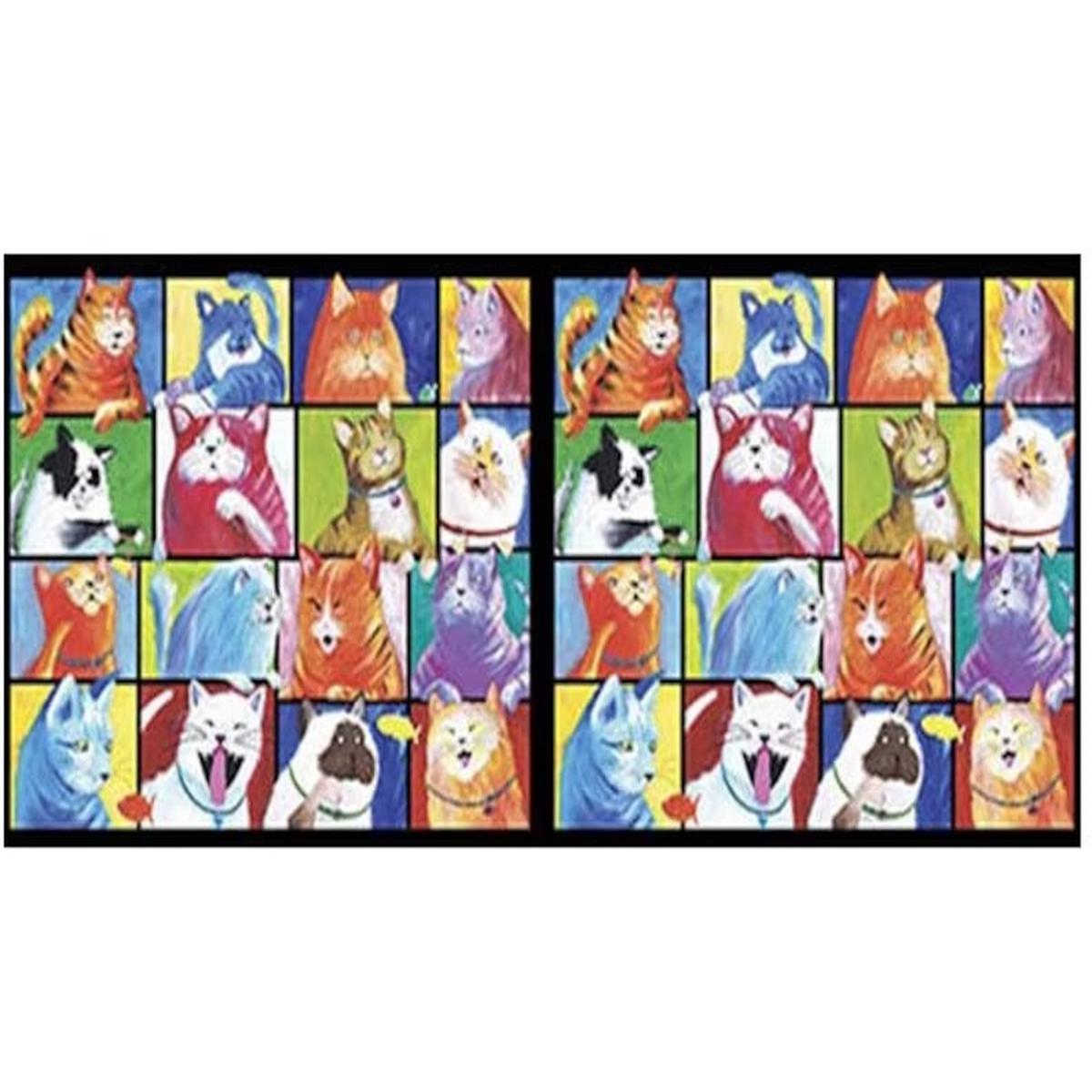 Cat Chat Panel Cotton Fabric - Panel