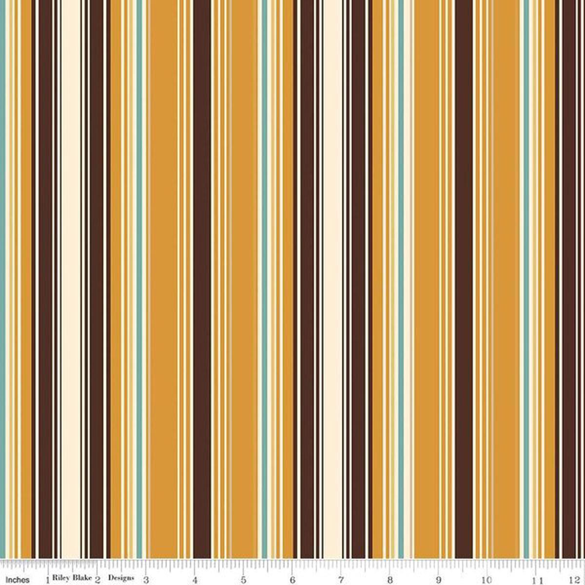 Cowboys Stripes Ochre Cotton Fabric
