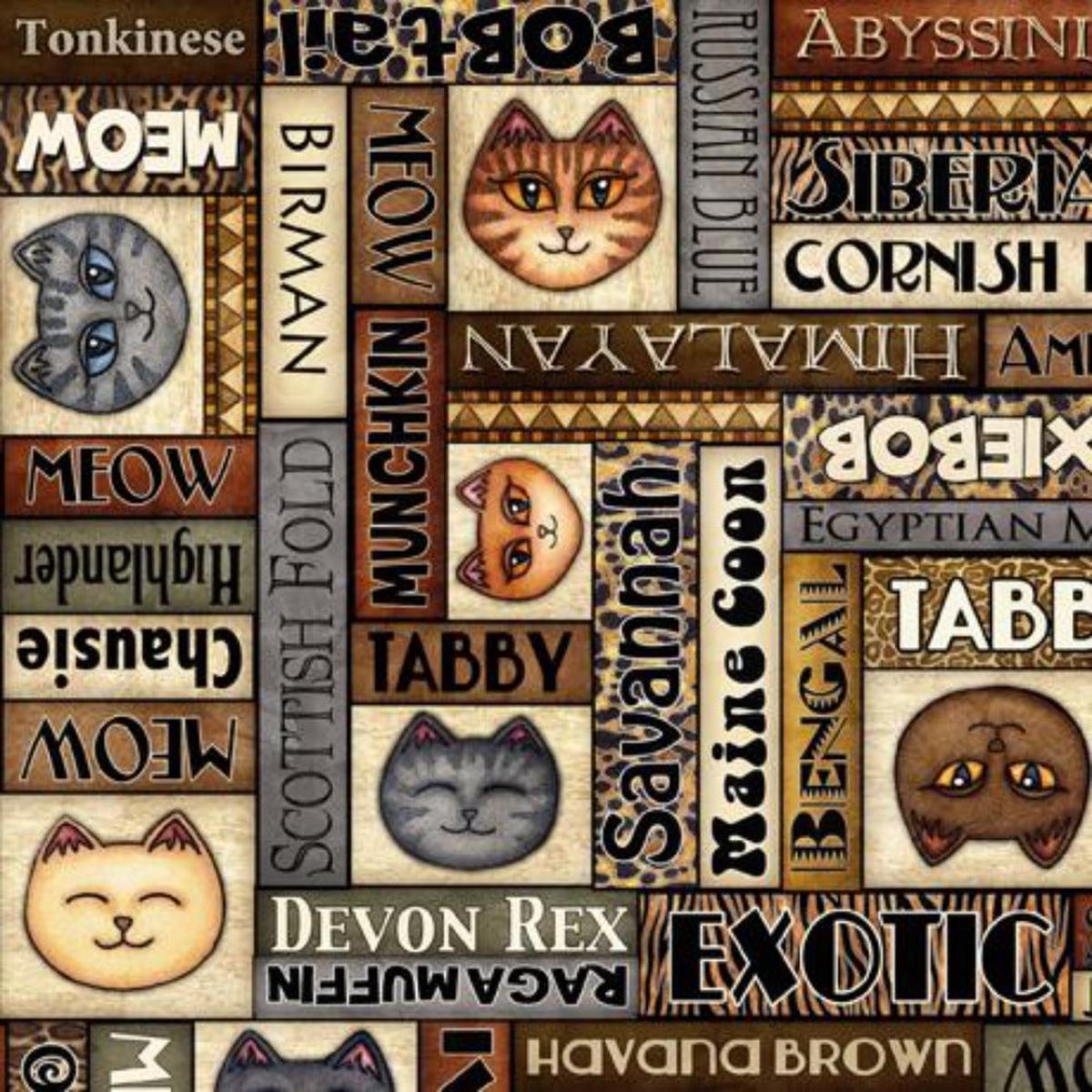 Meow Cat Patch Cotton Fabric