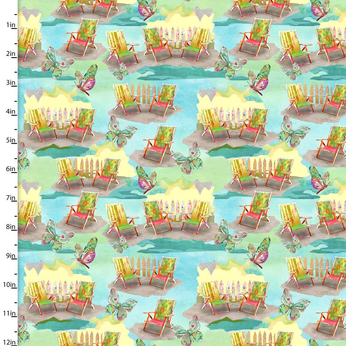 My Happy Place Chairs Cotton Fabric - 1 yard