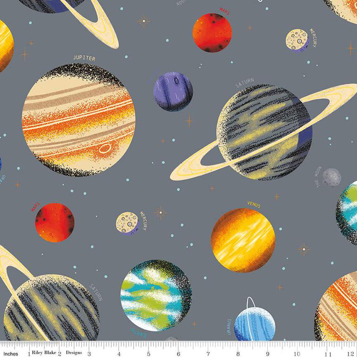 Outer Space by NASA Main Gray Cotton Fabric - 1 yard