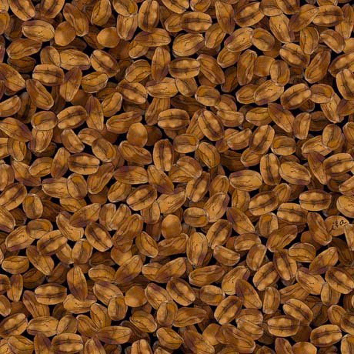 Perfect Blend Coffee Beans Brown Cotton Fabric - 1 yard
