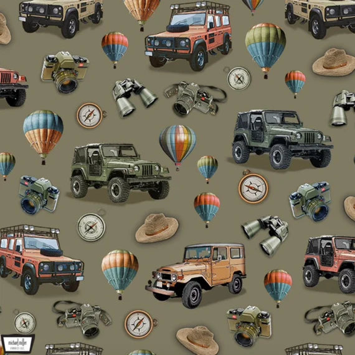 Safari Adventure Khaki Cotton Fabric - 1 Yard