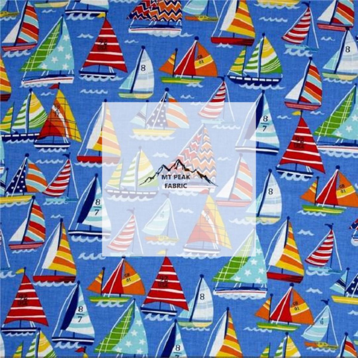 Sailboats Cotton Fabric