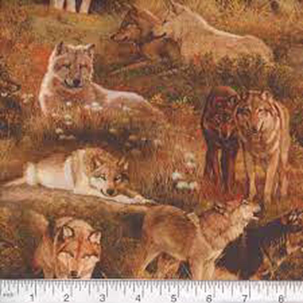 Territorial Trail Scenic Wolves Cotton Fabric - 1 Yard