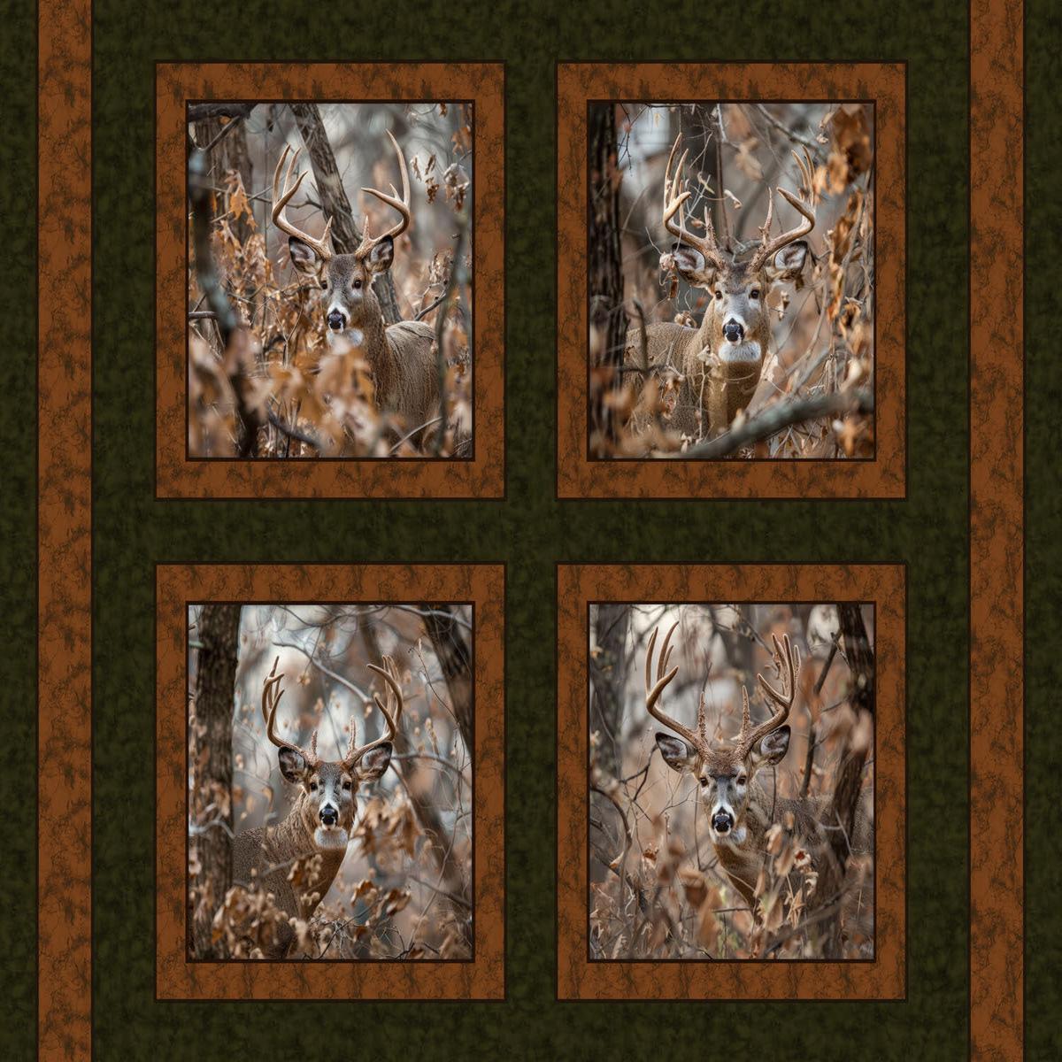 Timber Buck Pillow Panel Cotton Fabric