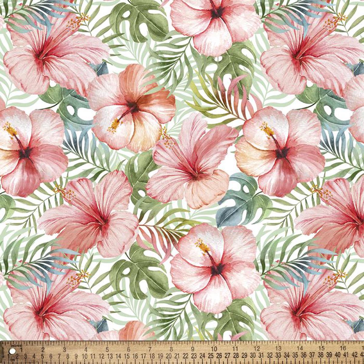 Tropical Blush Floral Cotton Fabric - 1 yard