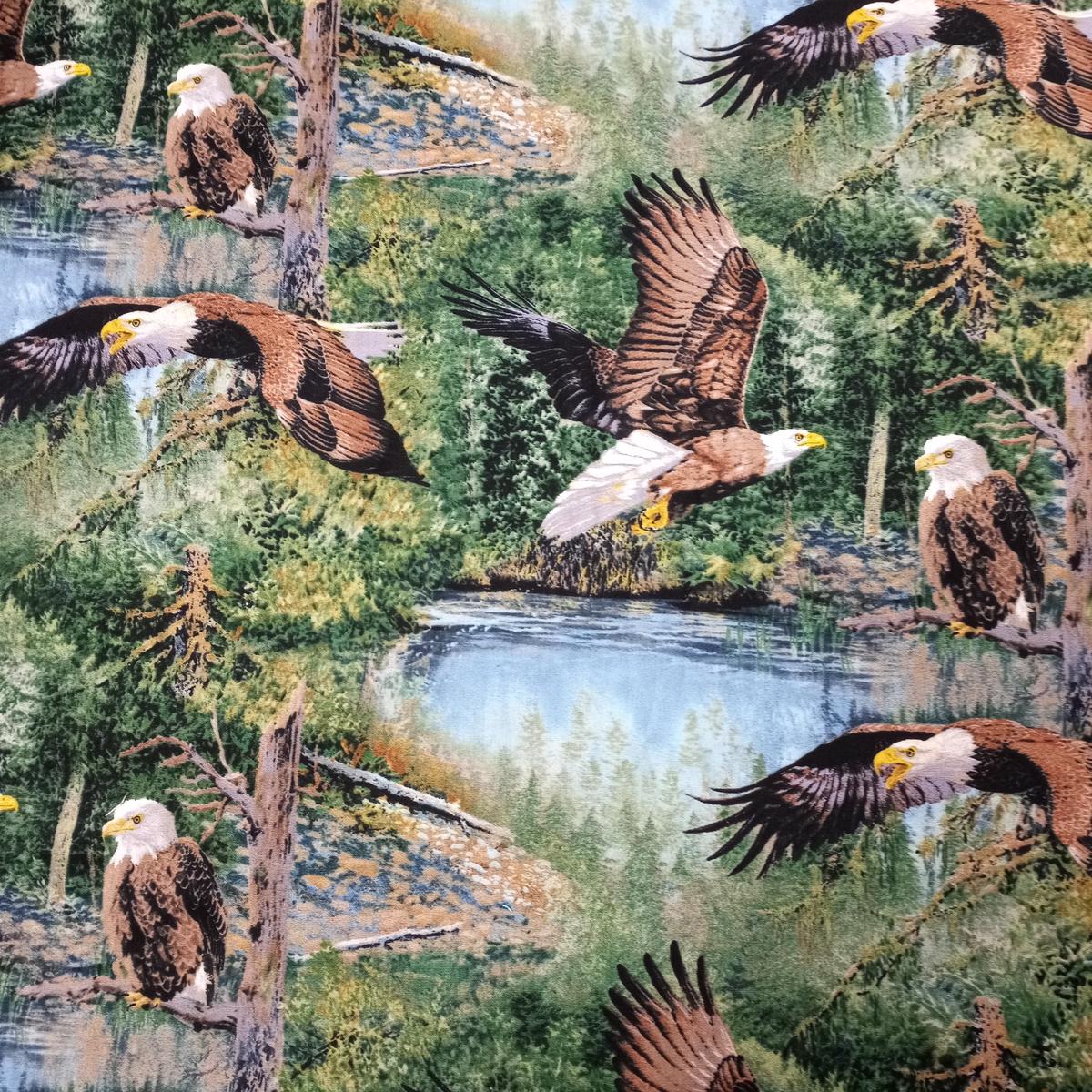 Winged Warrior Eagles Cotton Fabric - 1 yard