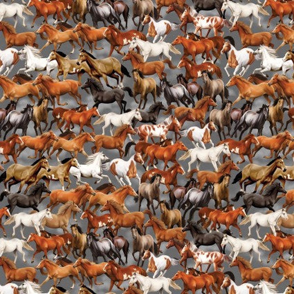 Yellowstone Running Horses Cotton Fabric - 1 yard