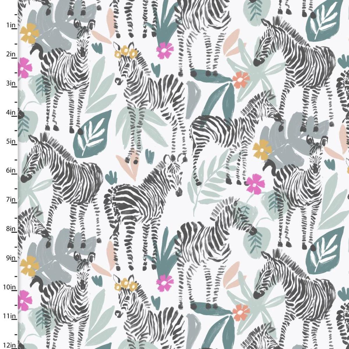 Zebra Dazzle Dazzle of Zebras White Cotton Fabric - 1 Yard