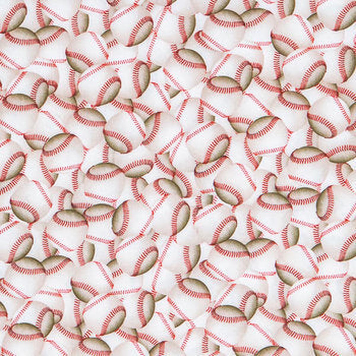Baseballs Calico Cotton Fabric