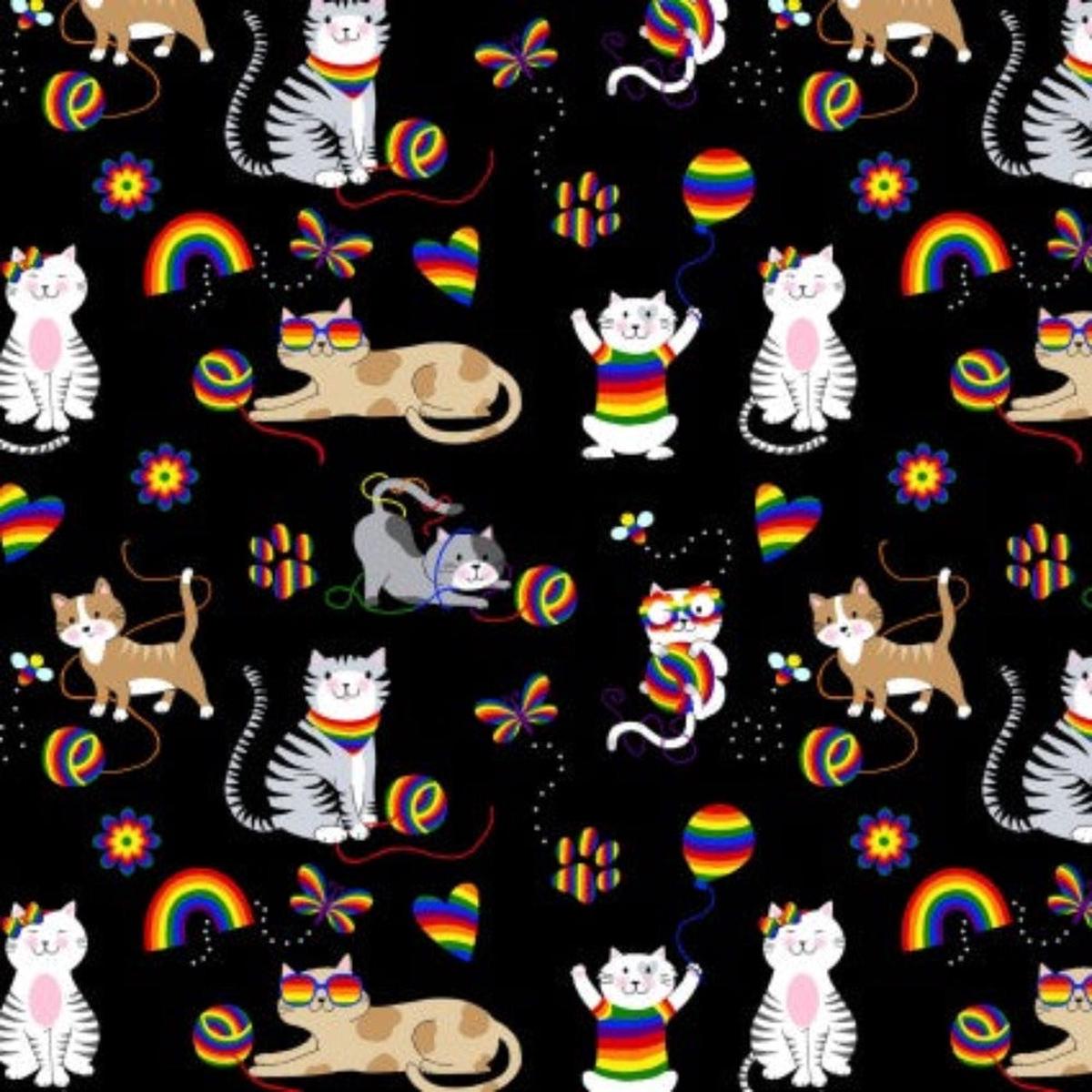 Bow Wow Meow Playtime Kitty Cotton Fabric - 1 yard
