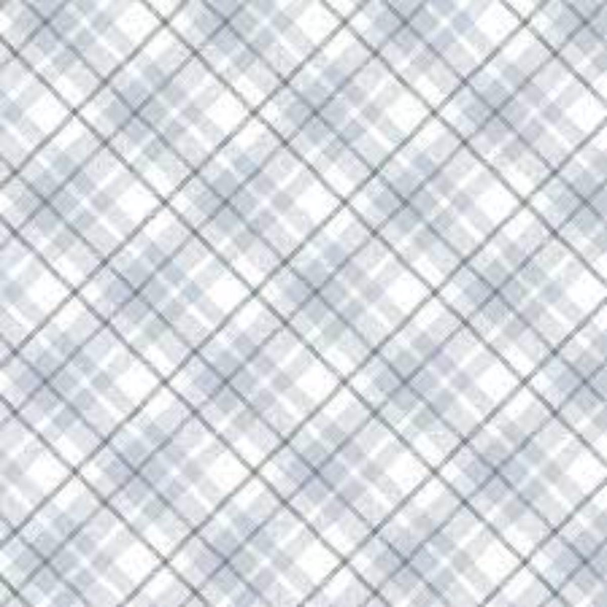 Farmland Tails Grey Plaid Cotton Fabric - 1 yard