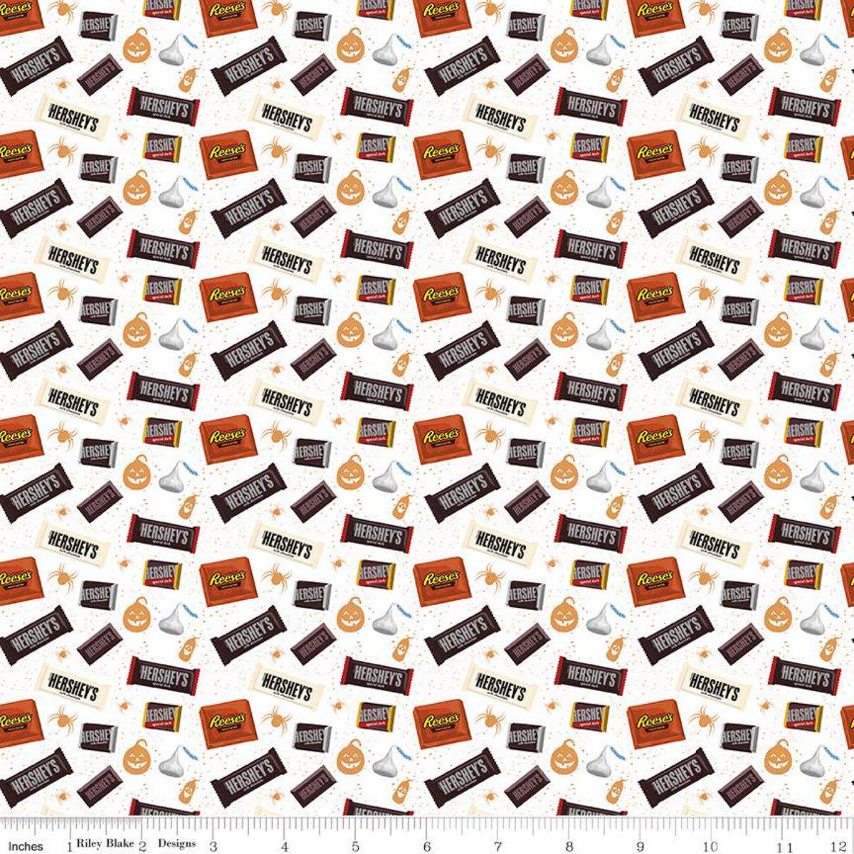 Hersey Candy Toss White Cotton Fabric