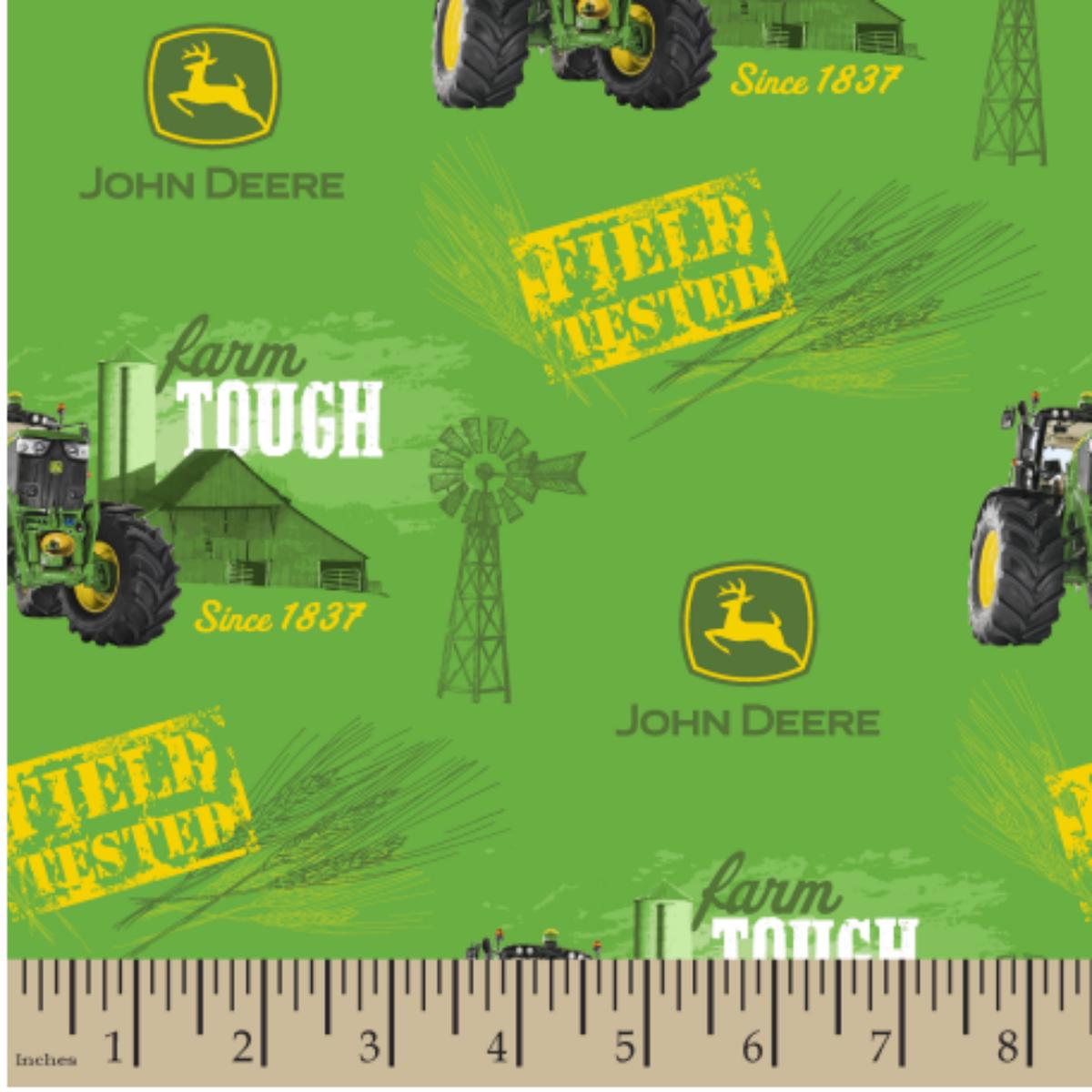 John Deere Farm Tough And Field Tested Cotton Fabric - 1 yard