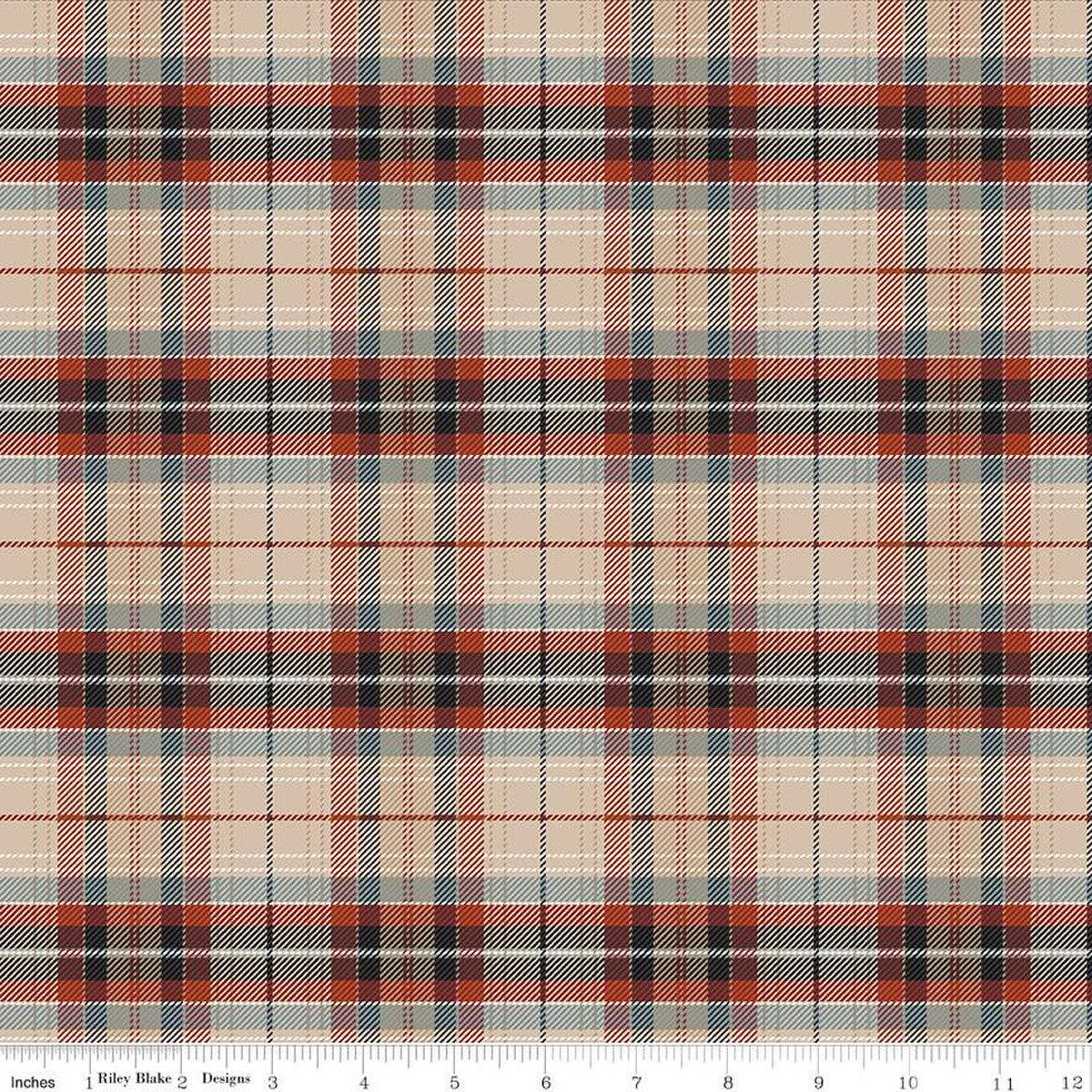 John Wayne Courage Plaid Sand Cotton Fabric