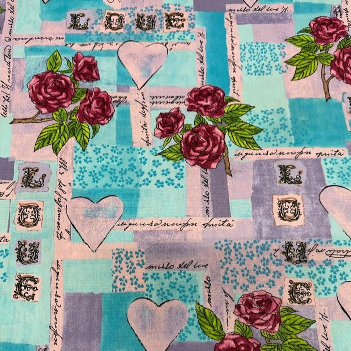 Love Patched Cotton Fabric