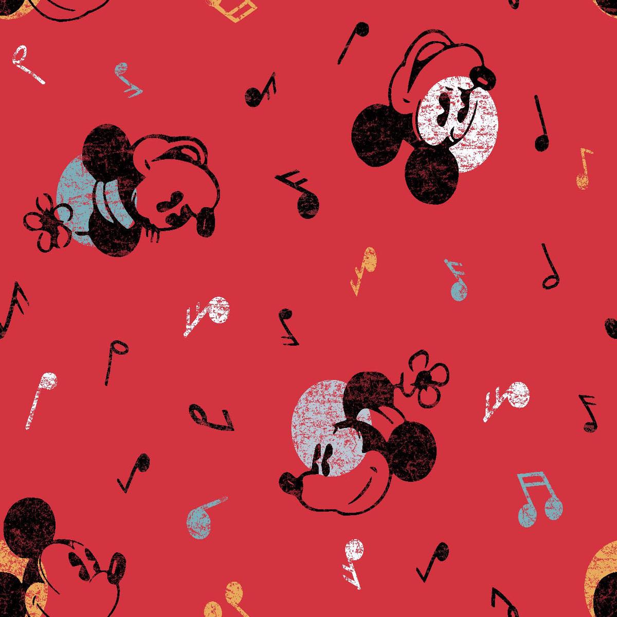 Mickey Vintage Mouse Music Cotton Fabric - 1 Yard