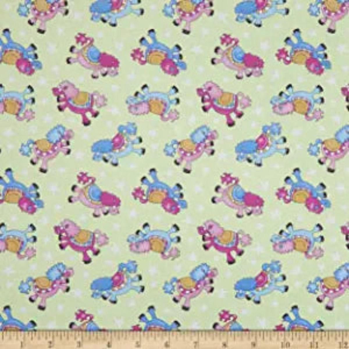 Once Upon A Time Tossed Horses Cotton Fabric - 1 Yard