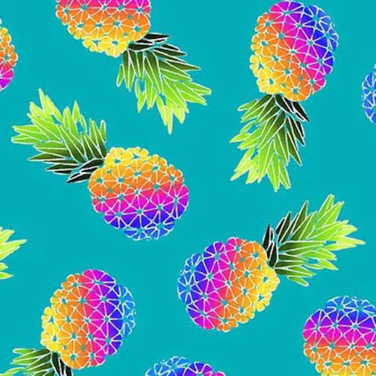 Party Pineapples Turquoise Cotton Fabric - 1 Yard