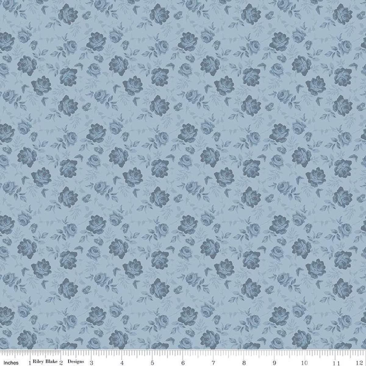 Anne of Green Gables Tone-on-Tone Blue Cotton Fabric - 1 Yard