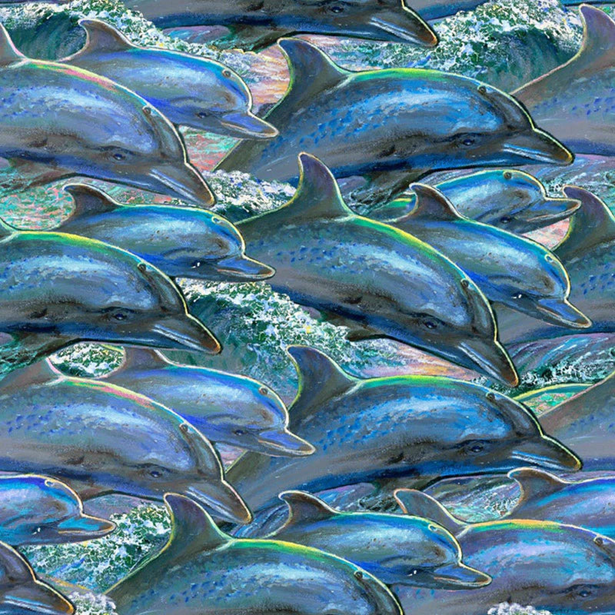 Call of the Sea Dolphins Cotton Fabric - 1 yard