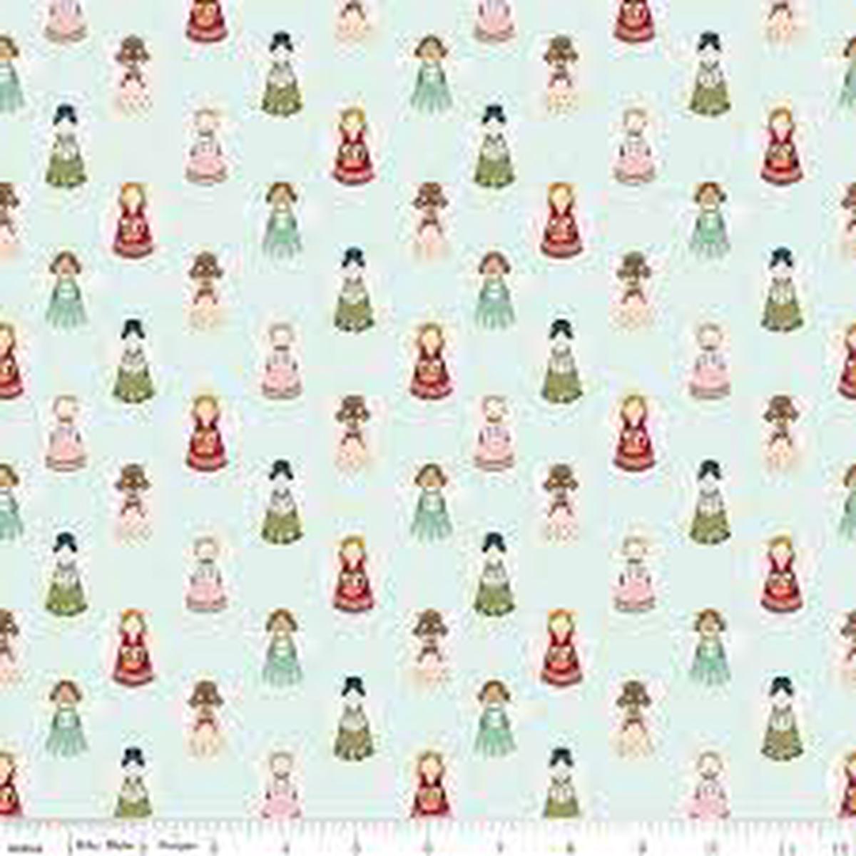 Christmas Village Angels Mint Cotton Fabric