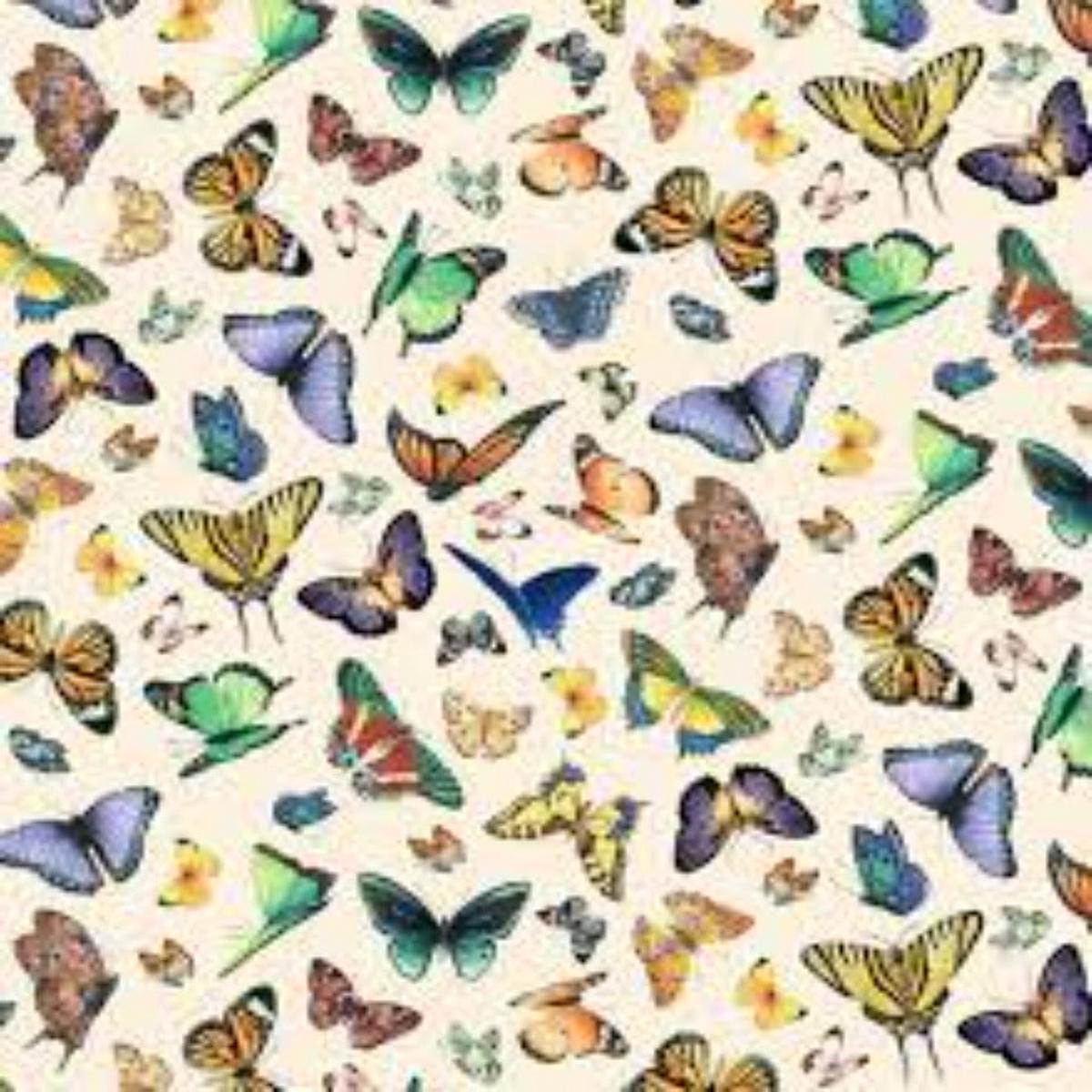 Delicate Creation Butterflies Cream Cotton Fabric - 1 yard