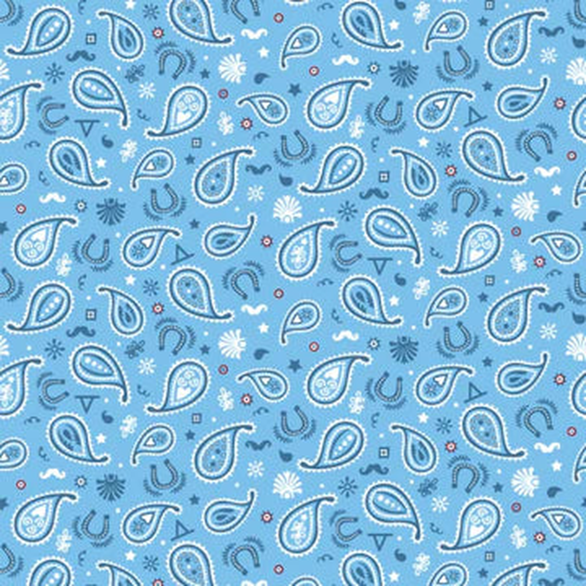 Howdy Pard'ner Bandana Blue Cotton Fabric - 1 yard