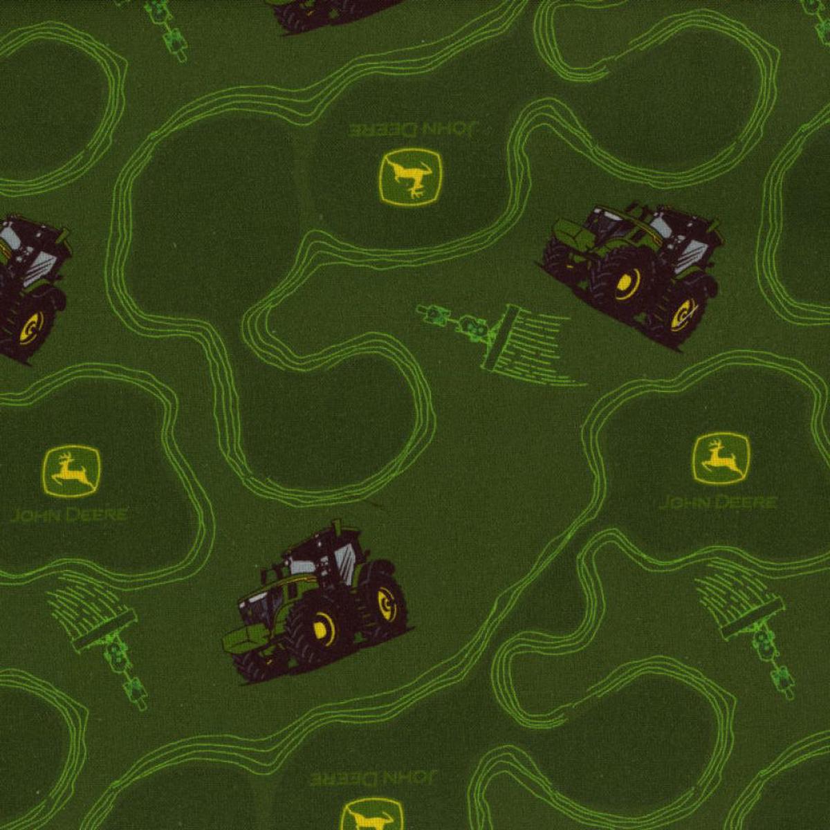 John Deere Tractor Field Cotton Fabric - 1 yard